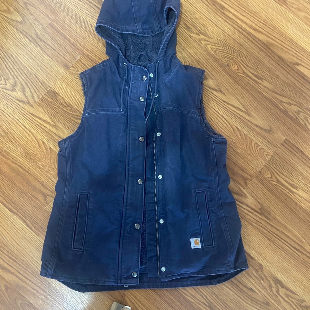 Blue Hooded Vest women’s small carhartt